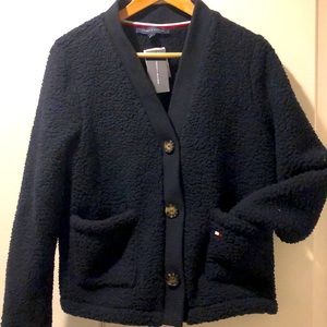 💙Tommy Hilfiger 3 button cardigan super soft Sherpa fleece size Small 💙